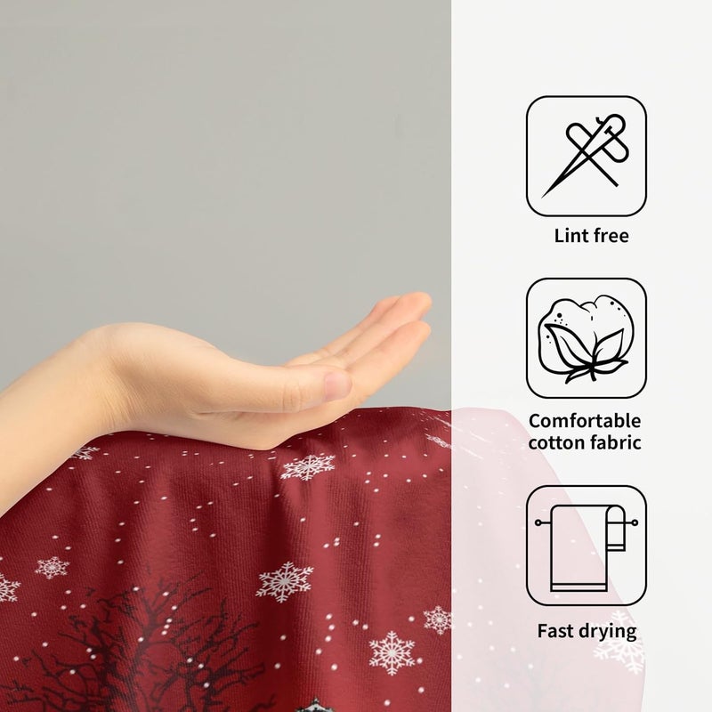 Granbey Christmas Snowman Red Dish Towels Winter Snow Bathroom Hand Towels 28.3x14 Inch Set of 2 Cute Snowman Snowflake Decorative Bath Towel for Kitchen Gym Spa Hotel - Image 4